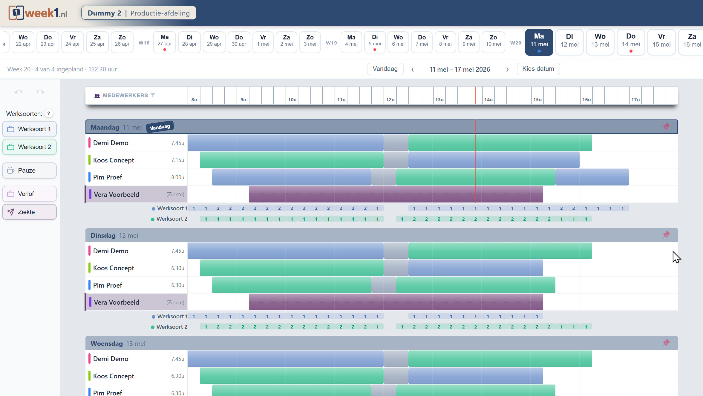 Week1 rooster — Productie-afdeling, week 20